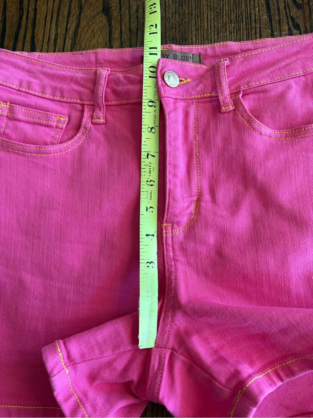 Judy Blue Hot Pink High Waist Shorts Medium Denim Garment Dyed Magenta Summer - Picture 13 of 14